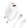 TECH-PROTECT NCA20 2-PORT NETWORK CHARGER PD 20W / QC3.0 + LIGHTNING CABLE WHITE